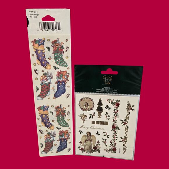 Sealed Frances Meyer VTG Christmas Stickers Stockings w/Toys and Tidings of Joy - Picture 3 of 7